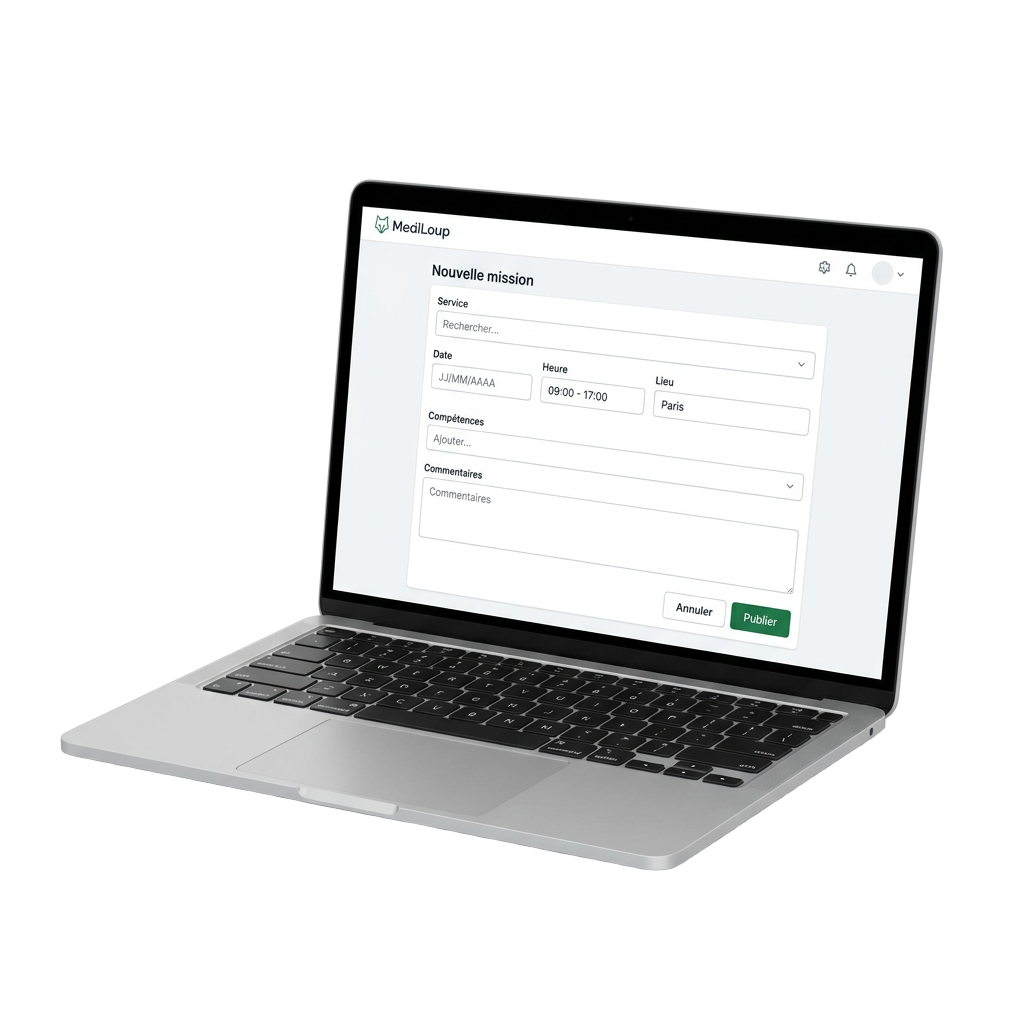 Interface MediLoup sur ordinateur portable